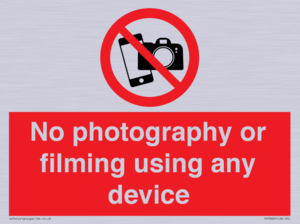 No photography or filming using any device